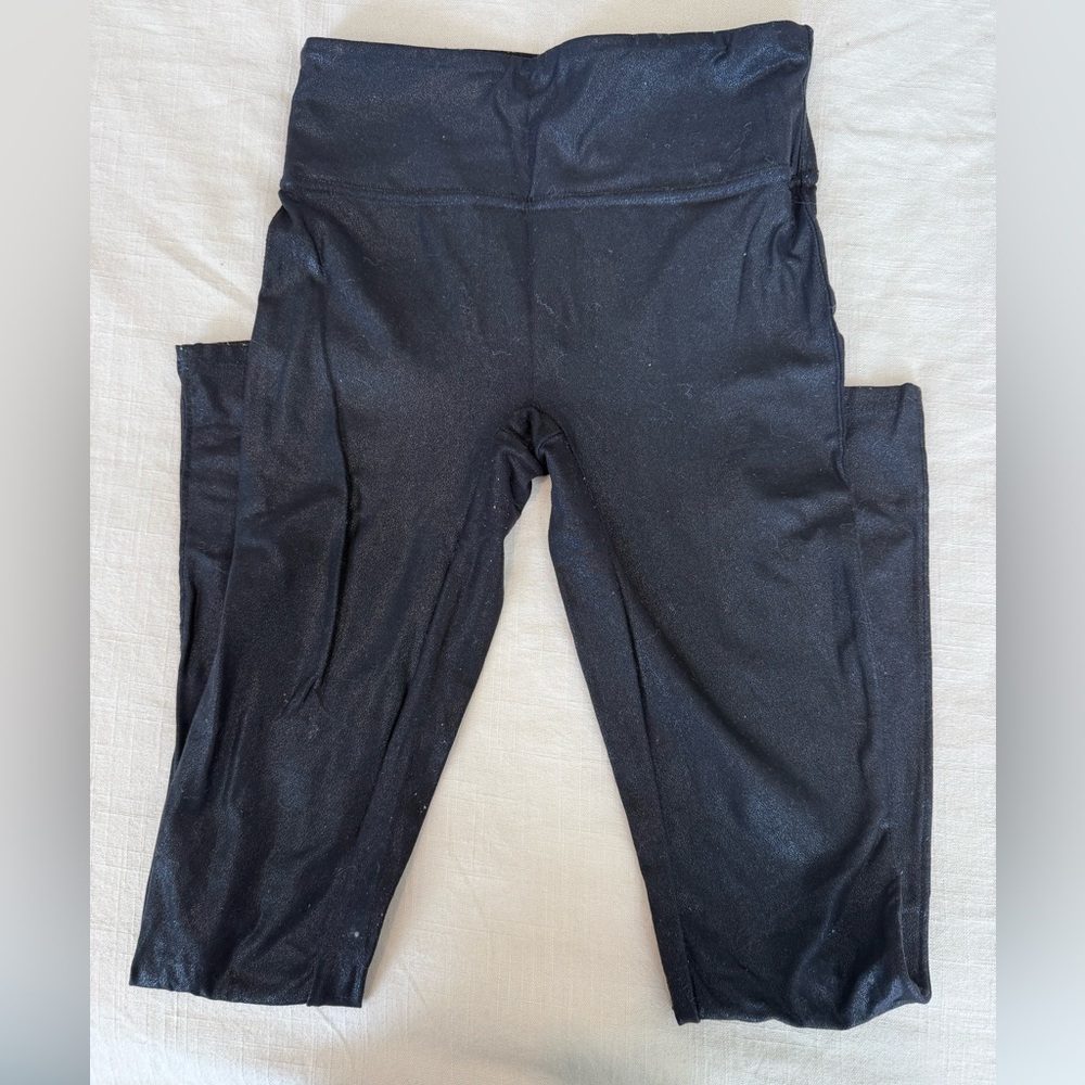 Retro Gong Black faux Leather Leggings grunge whimsygoth size small